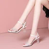 Women Crystal High Heels Sandals Sequined Ankle Strap Shoes Gold Silver Purple Black Size 34-40 1