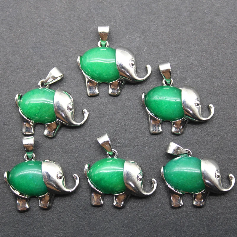 10pcs Natural Crystal Stone Pendants Necklaces Elephant Animal Reiki Jewelry for Women Girls Lovely Small Pendant Diy earrings 4