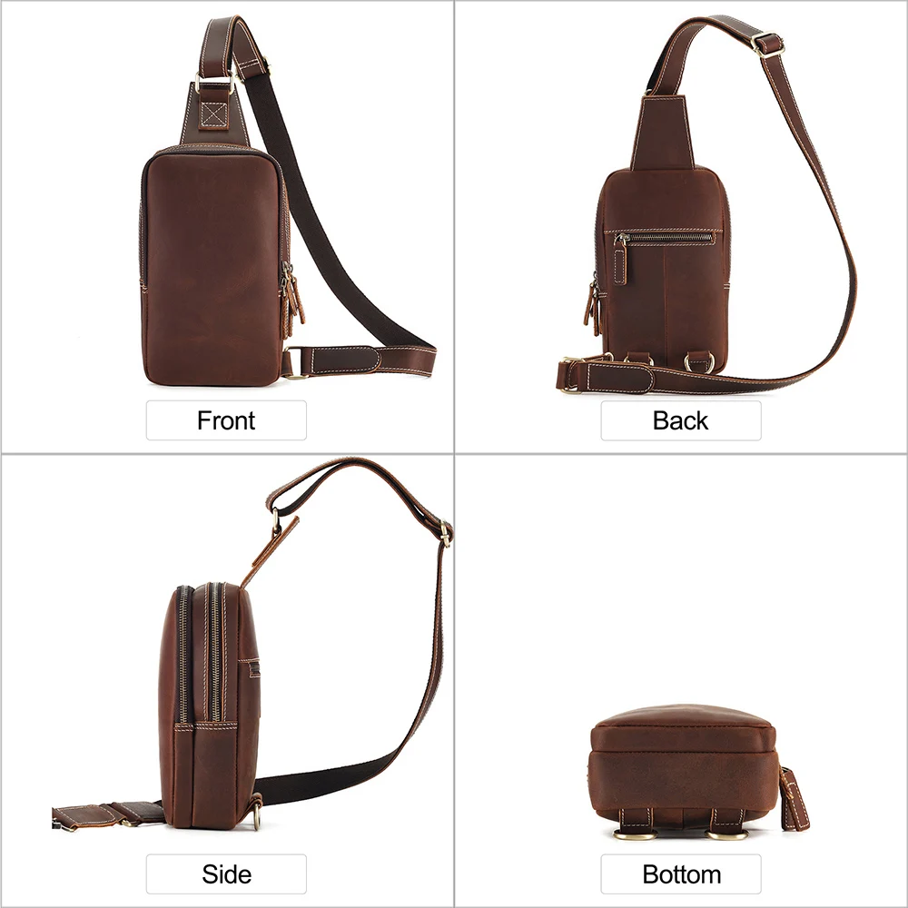 JOYIR Genuine Leather Men\'s Shoulder Bag Male  Crossbody Chest Bag Men Chest Pack Leather Mens Sling Bags Casual Daypack