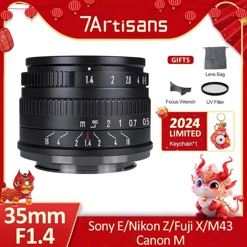 7 Artigiani 7 Artigiani 35Mm F1.4 Aps-C Lente Fissa Grandangolare Ad Ampia Apertura Per Sony E Nikon Z Canon Eos M Fuji Fx M43 Canon Rf