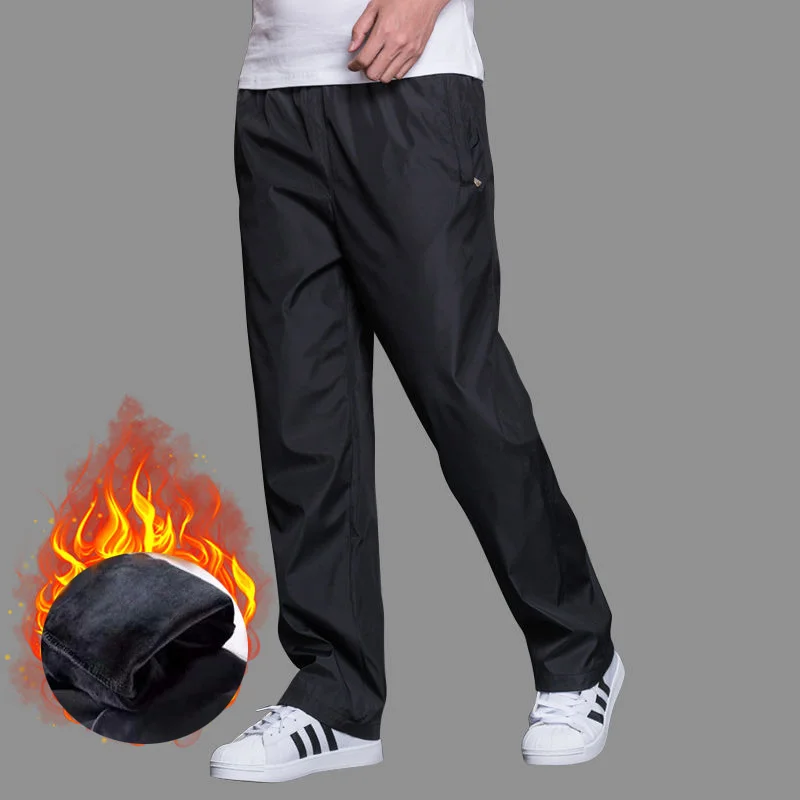 

Autumn Mens Quick Drying Pants Elastic Waist Winter Men Breathable Polyester Sport Pants Mens Straight Warm Fleece Sweatpants