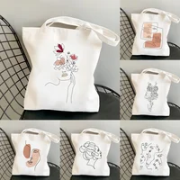 Abstract Face Print Women Shoulder Bags Canvas Tote Bag Daily Casual Storage Pouch Eco Reusable Handbag Shopping Shopper Bags 1
