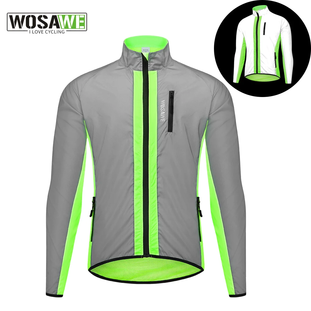 

WOSAWE Full Reflective Cycling Jacket Men's MTB Raincoat Spring Autumn Windbreaker Bicycle Clothing Windproof Waterproof Jacket