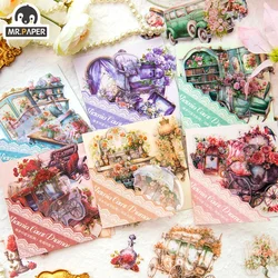 Mr. Paper 20pcs/Pack Retro American Style Floral Sticker Pack Palace Series Handbook Material Base Sticker Stationery