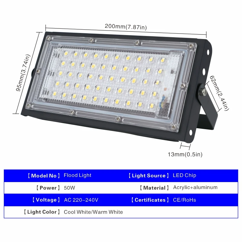 2 x 200W LED Flood Light SMD IP67 Home Garden Security Cool White Wall Lamp 220V 