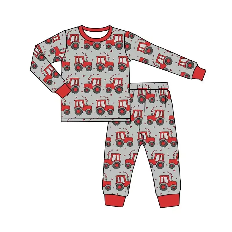 

Toddler Kids Boys Pajamas Set Valentines Day Love Car Patten Print Long Sleeve Top and Cow Pants 2Pcs Sleepwear