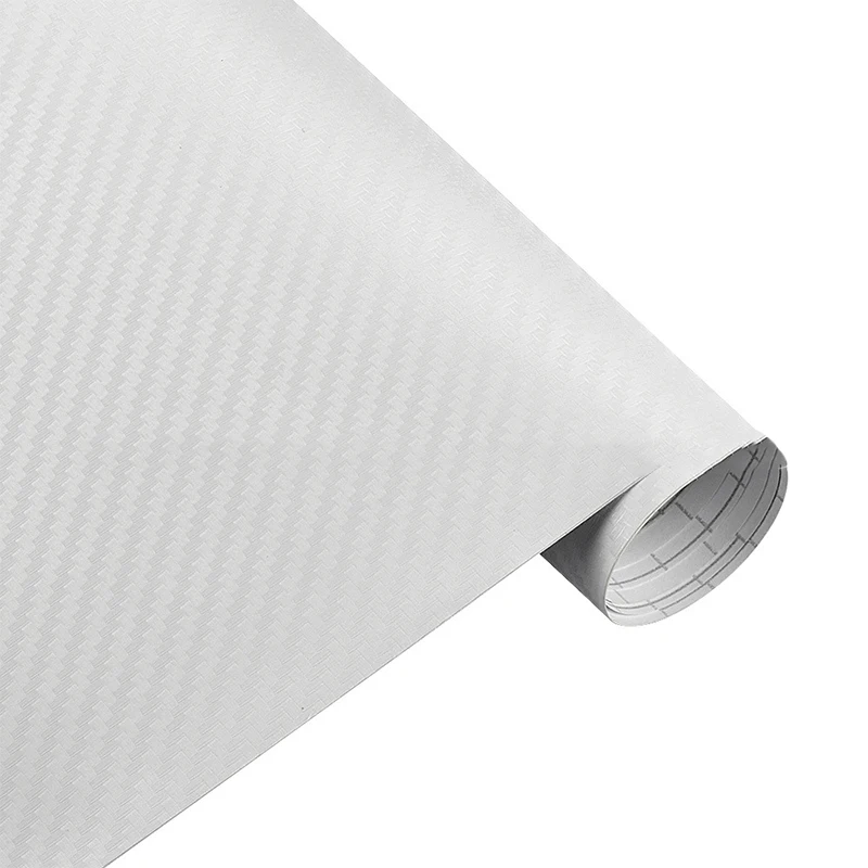 

White 3D Carbon Fiber 30cm x150cm Wrap Vinyl Covering Film Sticker Decal Roll Sheet w/ Air Bubble Free 12"x60" inch