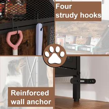 Dog Crate Furniture, Dog Kennels with Storage, Heavy Duty House Style Dog Pet Home with Two Doors Carpet and Bowls, Re 3
