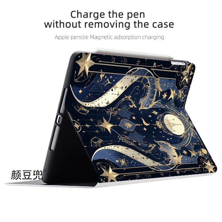 삼성 갤럭시 탭 A7Lite 8.7 2021 케이스, 별과 달 레트로 빈티지, S9 FE 플러스, 삼중 접이식 스탠드 커버, 갤럭시 탭 S6 Lite S8 S7
