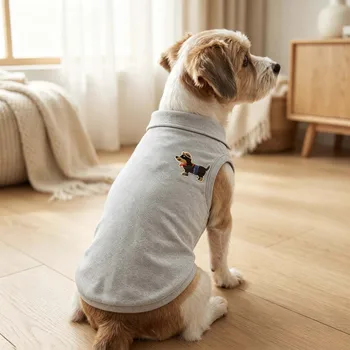 1 Graziosa Maglietta Polo Ricamata con Bassotto, Abbigliamento per Animali Domestici Traspirante e Confortevole in Diverse Taglie