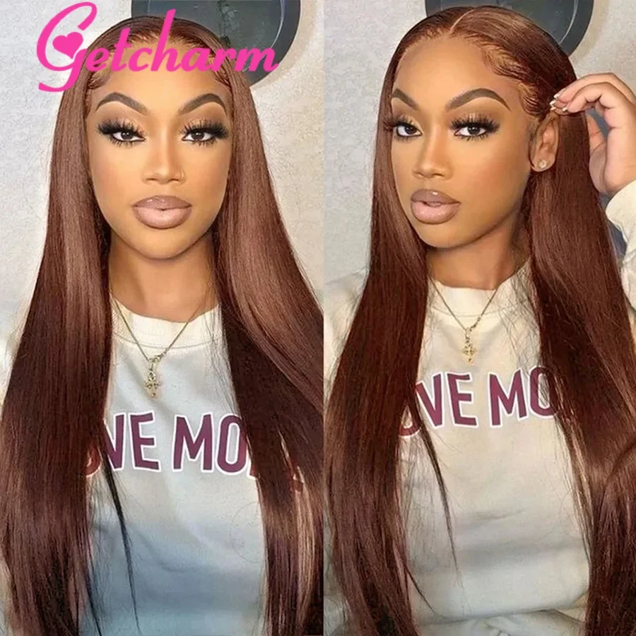 

Straight 13x4 HD Chocolate Brown Lace Front Human Hair Wigs For Women Colored 13x6 Lace Frontal Wig Glueless Wigs Ready to Wear