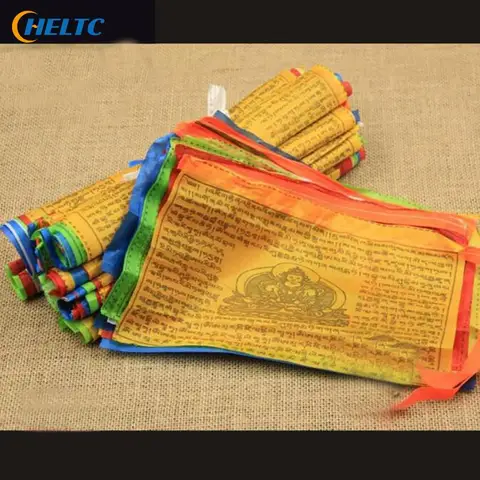 Multicolor Religious Flags Tibetan Buddhist Supplies Colour Print Prayer Flag Tibet Banner Garden Flags 14x24cm