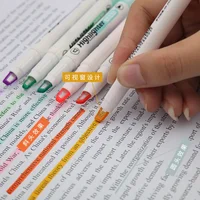 6 Colors/Set Unique Window Tip Highlighter Pen Double Head Pastel Color Midline highlighters Marker School Stationery Supplies 1
