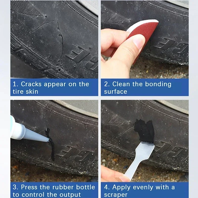 Tire Repair Glue Car Motorbike Bicycle Tyre Tire Repair Sealant Liquid Rubber for Tire Repairing Glue Liquid Strong Rubber Adhesive Glue Tool