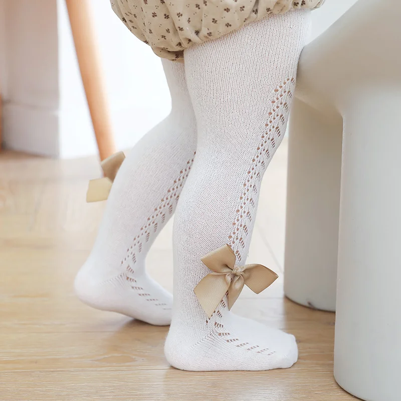 Children Socks Baby Girls Spring Summer Big Bow Pantyhose Leggings Ins Fashion Style Pure Color Cotton Stocking Tights For Kids Girls 6M-6years