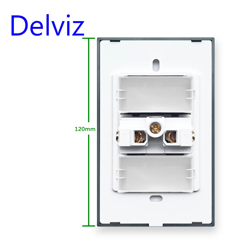 Delviz Brazil Standard Power Outlet,10A/20A 1 Pins hole AC 110V~250V,120mm*72mm Crystal Glass Panel,BR Electric plug Wall Socket