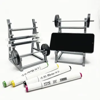 Organizer da scrivania con design a bilanciere per penne, occhiali, smartphone, quaderni, mini attrezzature da palestra, decorazioni per ufficio, regalo di cancelleria fantastico