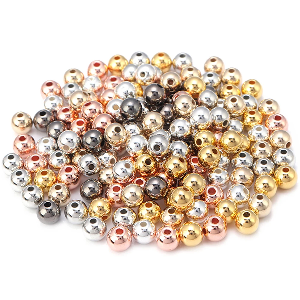 

3 4 6 8 10 12mm Gold Silver Plated CCB Seed Beads Round Loose Spacer Beads For Jewelry Making Supplies DIY Bracelet Accessories
