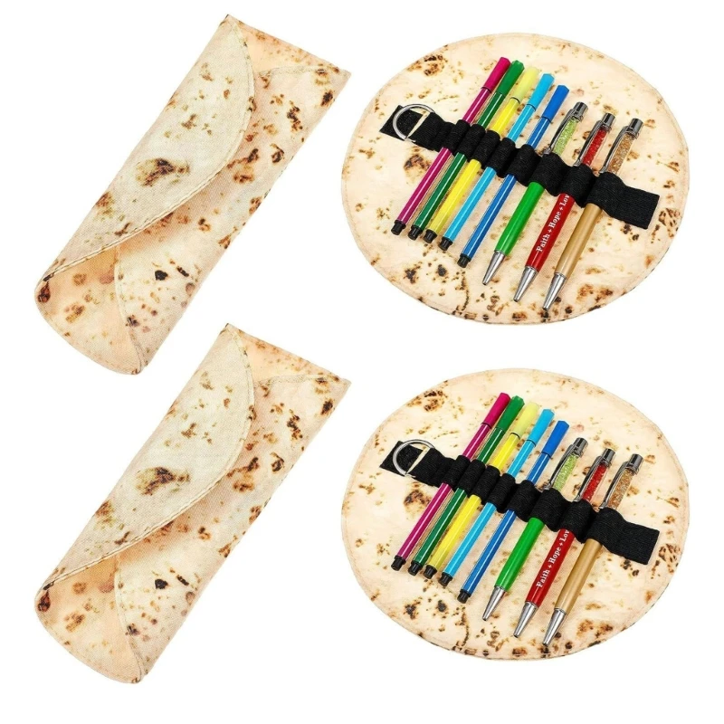 

KX4B Funny Burrito Storage Bag Roll Pencil Cases for Makeup Brush Stationery