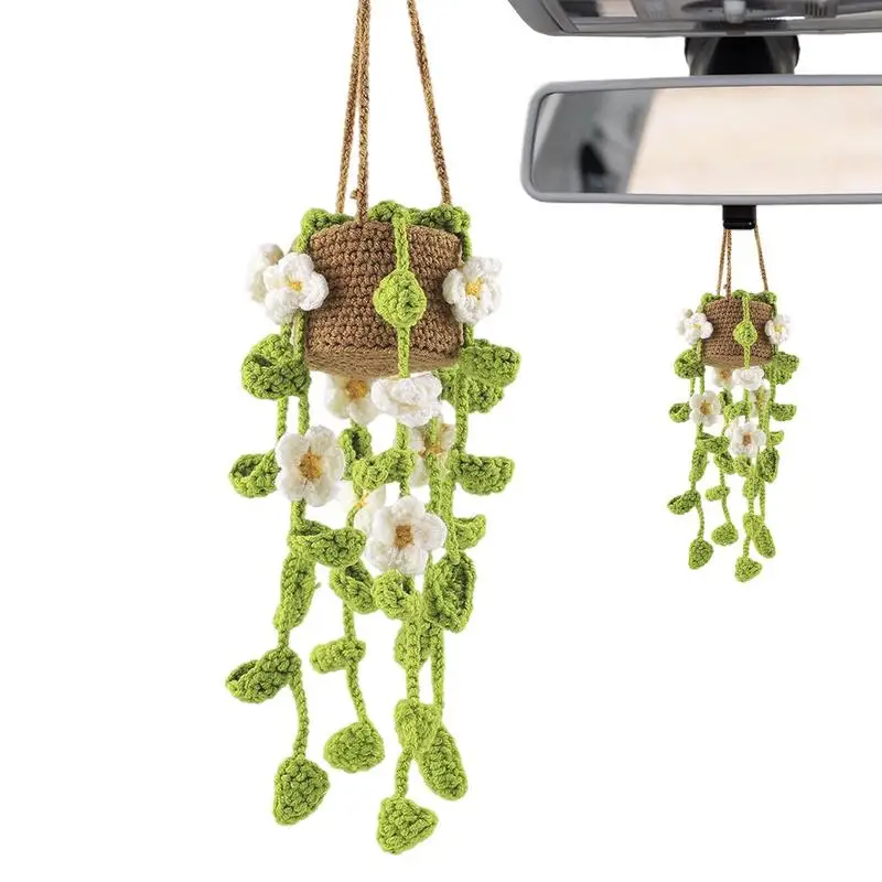 

Crochet Plants Pendants Compact Potted Plants Pendants For Car Mirror Automotive Interior Trim Products For Bedroom Car Rearview