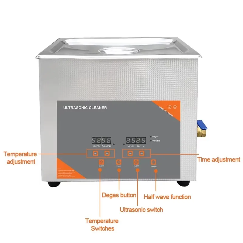 FanYing 10L 360W Digital Timer Ultrasonic Cleaner Heated Degas For Lab Optical Instruments Screws Nut Dental Hardware Bearings