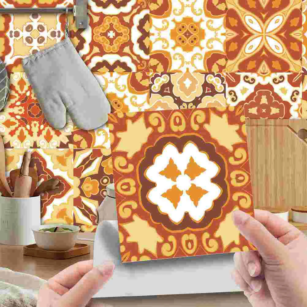 

24 Pcs Mosaic Tiles Small Stickers Nail Bathroom Decors Backsplash Peel and Wall Decals 10cm