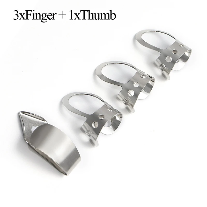thumbnail image 2 of 12-Piece Steel Finger & Thumb Picks Set - Silver Stainless & Black Picks For Guitar & Banjo 2 of 10