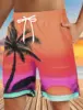 Hawaiian Coconut Tree Beach Shorts 3D Printing Summer Men's Casual Swimming Short High Elastic Quick Drying Pants Sport Pant 3