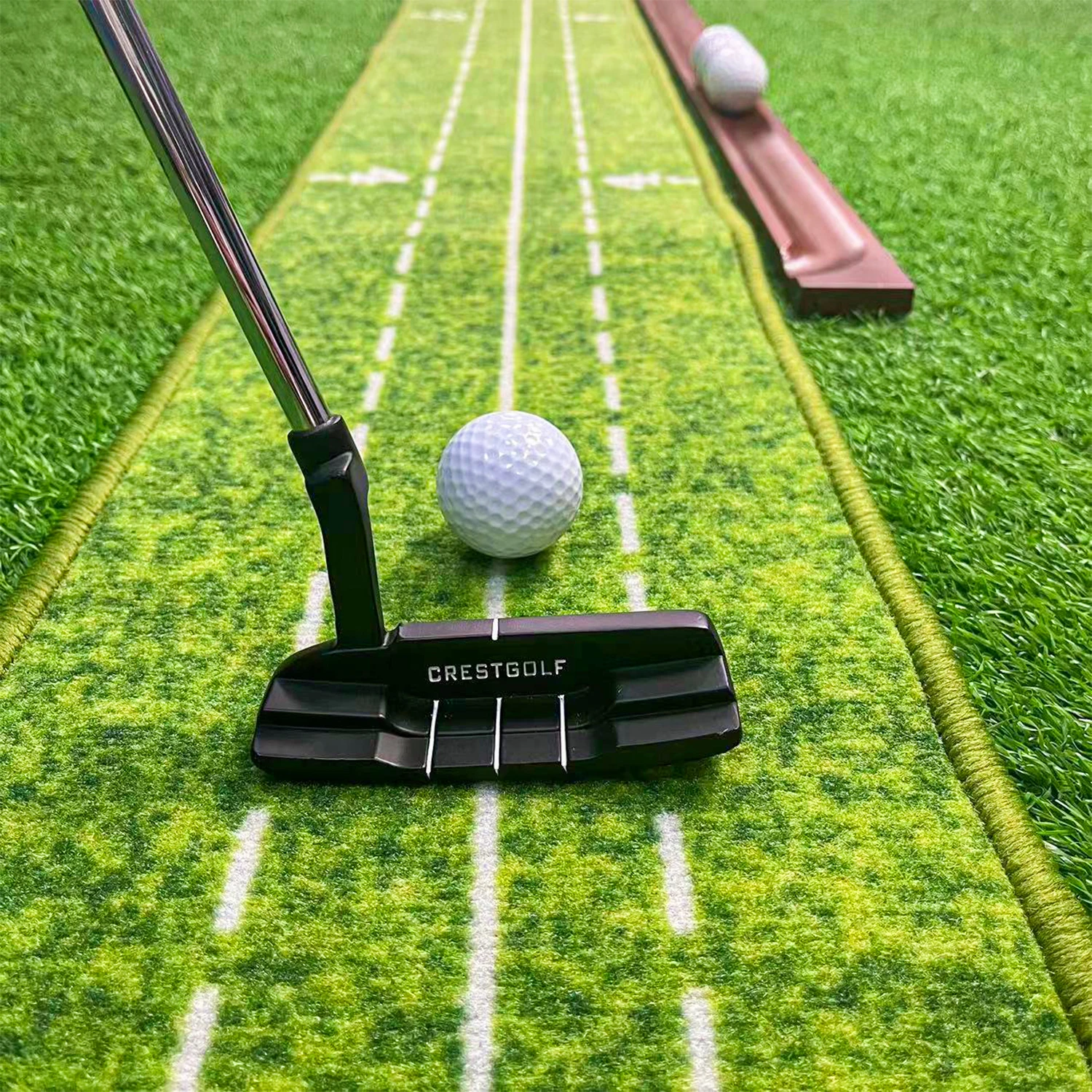Golf PuttinPerfect your short game anywhere with this Golf Putting Mat for Indoor & Outdoor Practice. Designed for golfers of all skill levels, g Mat for Indoor & Outdoor Practice Use with Wood Auto Ball Return System and 2 Holes Putting Green Accessories 4