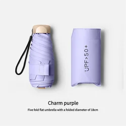 Compact UV Protection Folding Sun Umbrella - Mini Pocket - Size Parasol with Vinyl Coating - Iron (Charm purple)