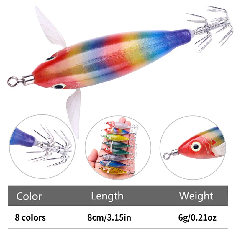 1PC Webfoot Octopus Egi Pattern Squid Bait Luminous Horizontal Cuttlefish Egi Fishing Lure Short Arm Wood Shrimp Bait 쭈꾸미 에기
