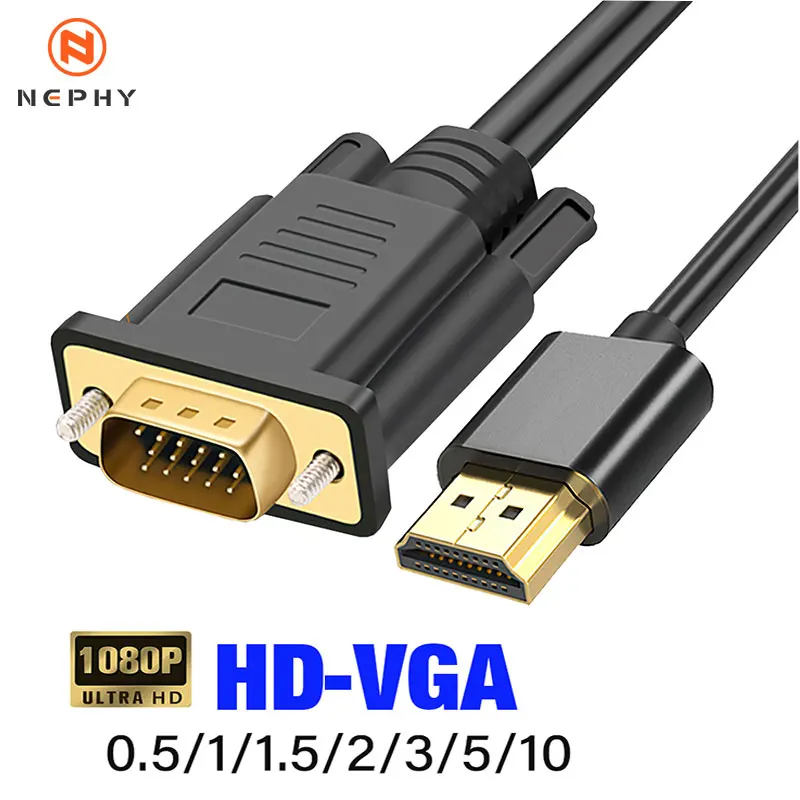 HDMI Male to VGA Male 0.5M 1M 2M 3M 5M 10M 1080P 60Hz HDMI Compatible Cable to VGA Adapter Digital to Analog for Computer Laptop HDMI Male to VGA Male 0.5M 1M 2M 3M 5M 10M 1080P 60Hz HDMI Compatible Cable to VGA Adapter Digital to Analog for Computer Laptop