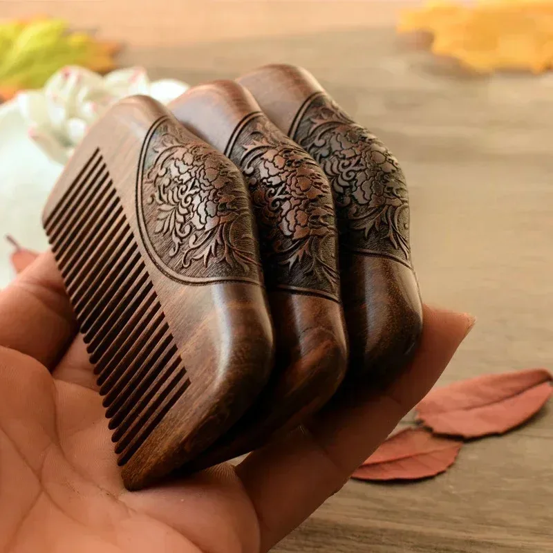 Pocket Wooden Comb Natural Sandalwood Narrow Tooth No Static Lice Beard Hair Styling