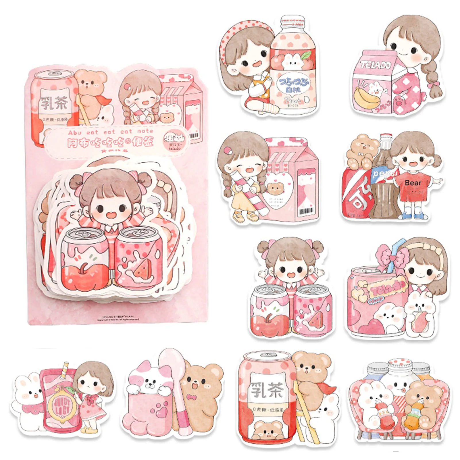 Cute-Kawaii-AbuLikes-to-Eat-WashiPaper-Stickers-Pack-Scrapbooking-Diy ...