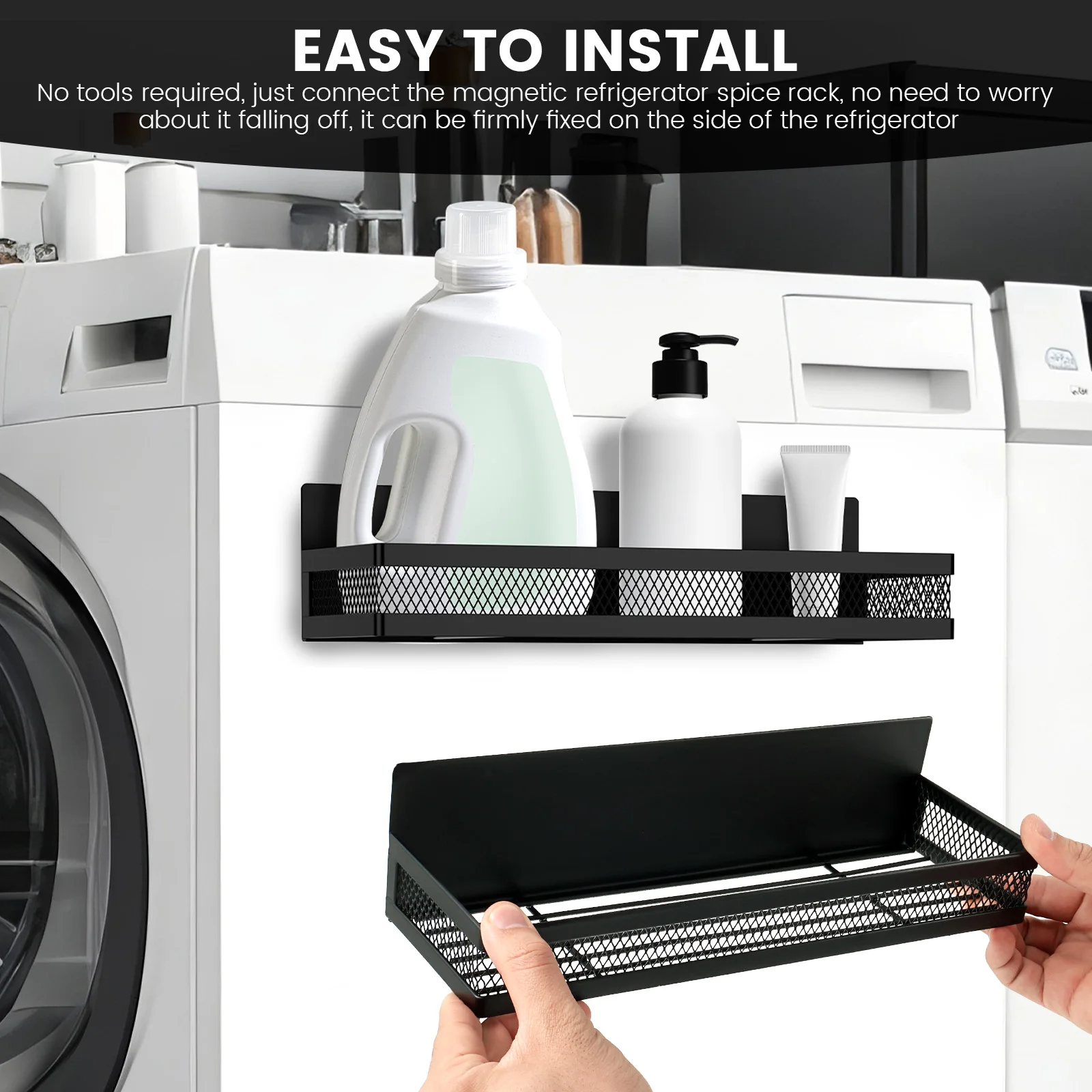 Magnetic Fridge Spice Shelf & Hook Storage Rack 5