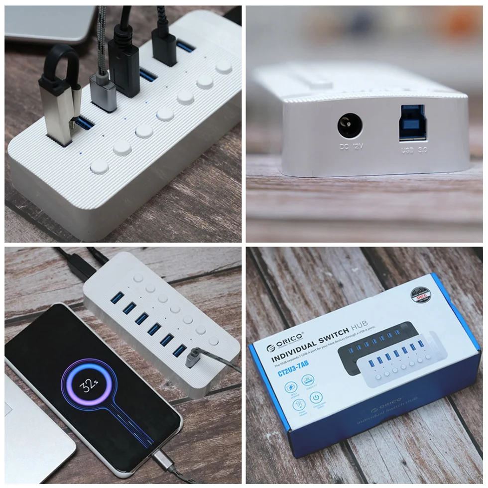 Orico 10 Portas Multi Usb Hub Powered Divisor Soquete com Interruptor de Ligar Desligar Doca Múltipla Usb 3.0 Slot Adaptador de Tira de Alimentação - Imagem 4