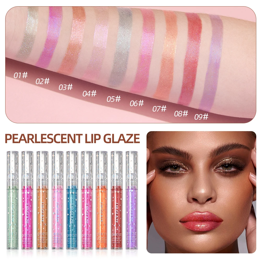 9Pcs/Sets Glitter Lip Glaze Liquid Lipstick Set Shine Lip Gloss Gift Box Natural Moisturizer Waterproof Lips Makeup For Women 6