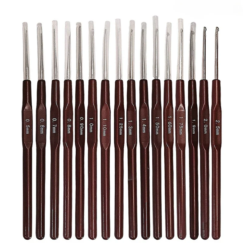 1Pcs Plastic Handle Crochet Hooks Knitting Needles Set 0.5mm-2.5mm 16 Size Crochet Supplies knitting needles,crochet kit,crochet hooks,knitting supplies,crochet needles,knitting material,knitting craft supplies