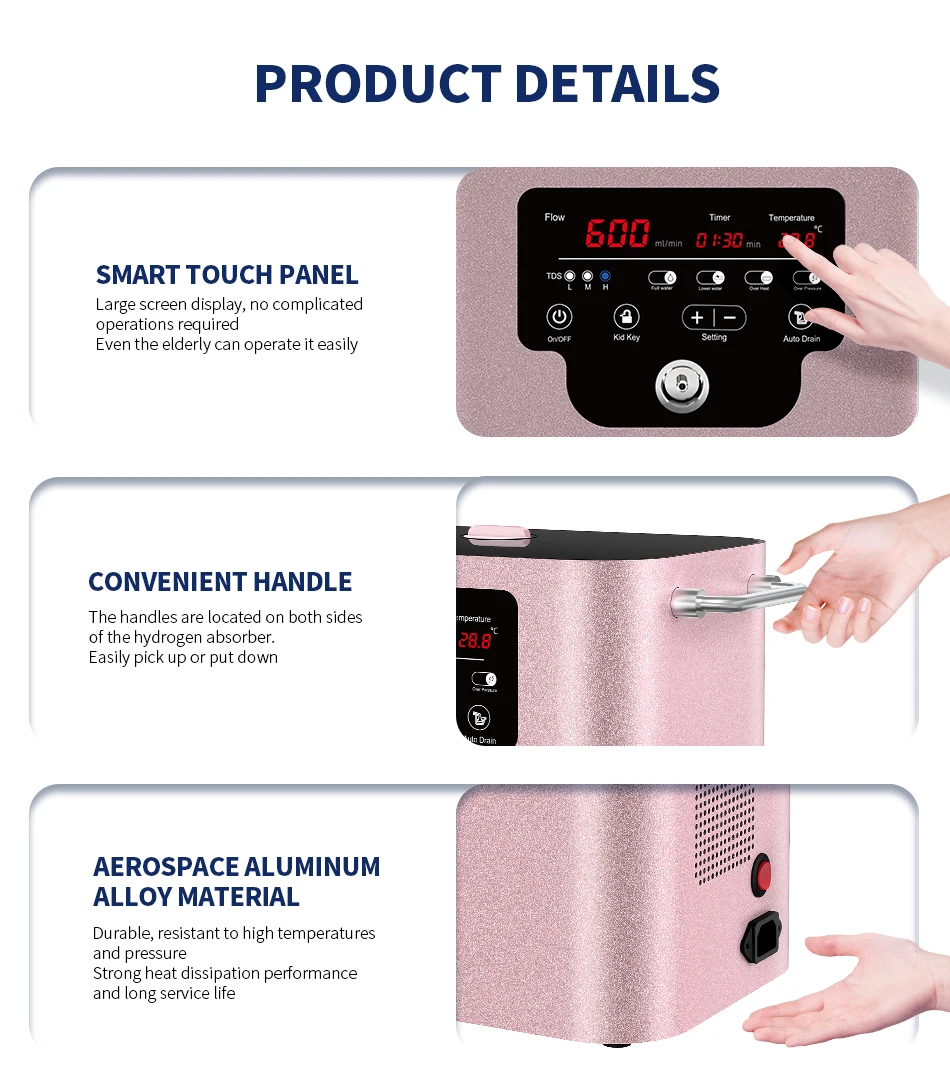 Professionelle Wasserstoff-Inhalationsmaschine 600ml Wasserstoff-Wassergenerator H2 Molekularer Inhalator Persönlicher Gesundheitspflege-Wasserfilter – Detail 16