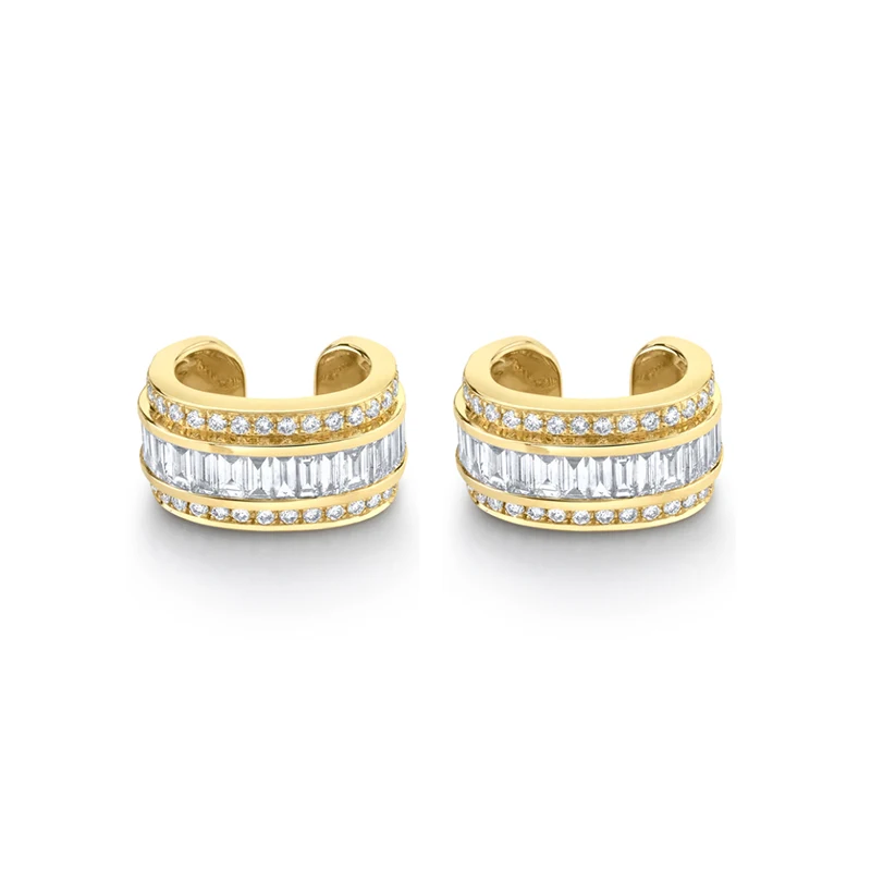 

KEYOUNUO Exquisite Gold Plated CZ Ear Cuff Earrings for Women Zircon Fake Piercing Clip Earrings Party Wedding Jewelry Wholesale