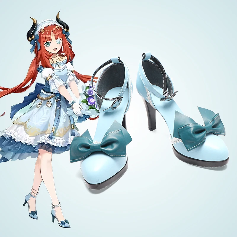

Новинка Genshin Impact Nilou Косплей-реквизит Милая водная синяя ежедневная фотография настроить лук туфли на высоком каблуке B