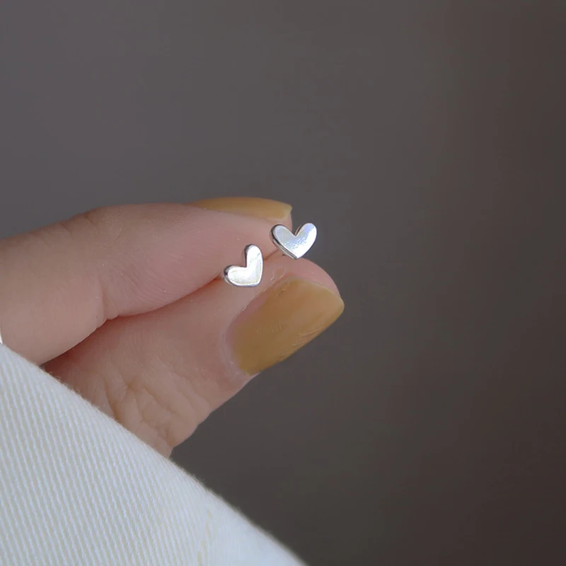 

925 Sterling Silver Small Lover Heart Stud Earrings for Women Girls Allergy Prevention Mini Party Daily Jewelry Accessories Gift