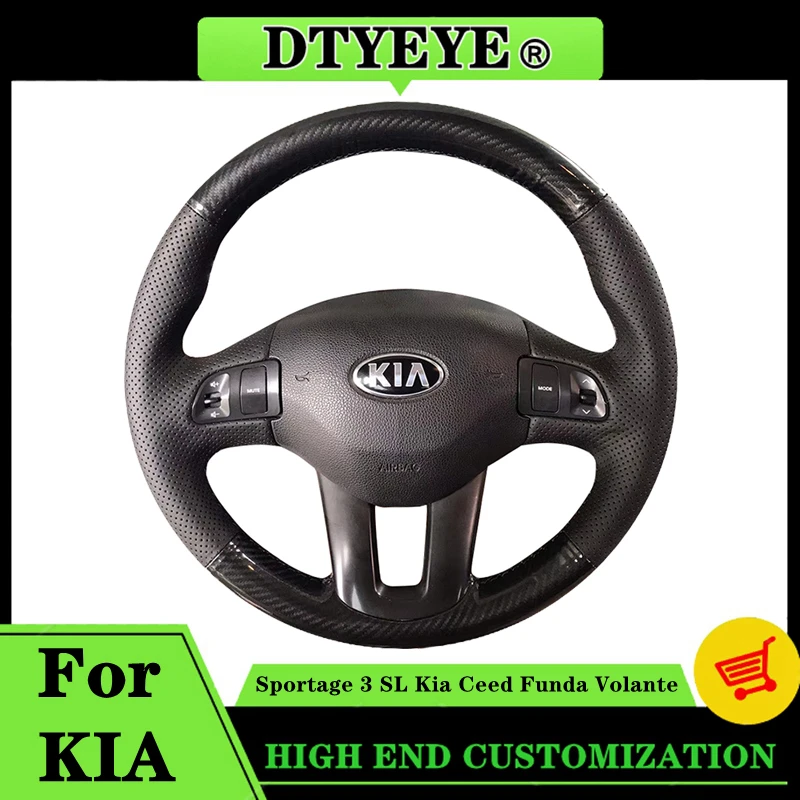 

Car Steering Wheel Cover For Kia Sportage 3 SL Kia Ceed 2010-2014 Funda Volante Carbon Fiber Leather DIY Steering Wheel Braid