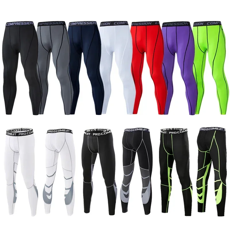 Men's Compression Pants Male Tights Leggings for Running Gym Sport Fitness Quick Dry Fit Joggings Workout White Black Trousers sports leggings compression pants