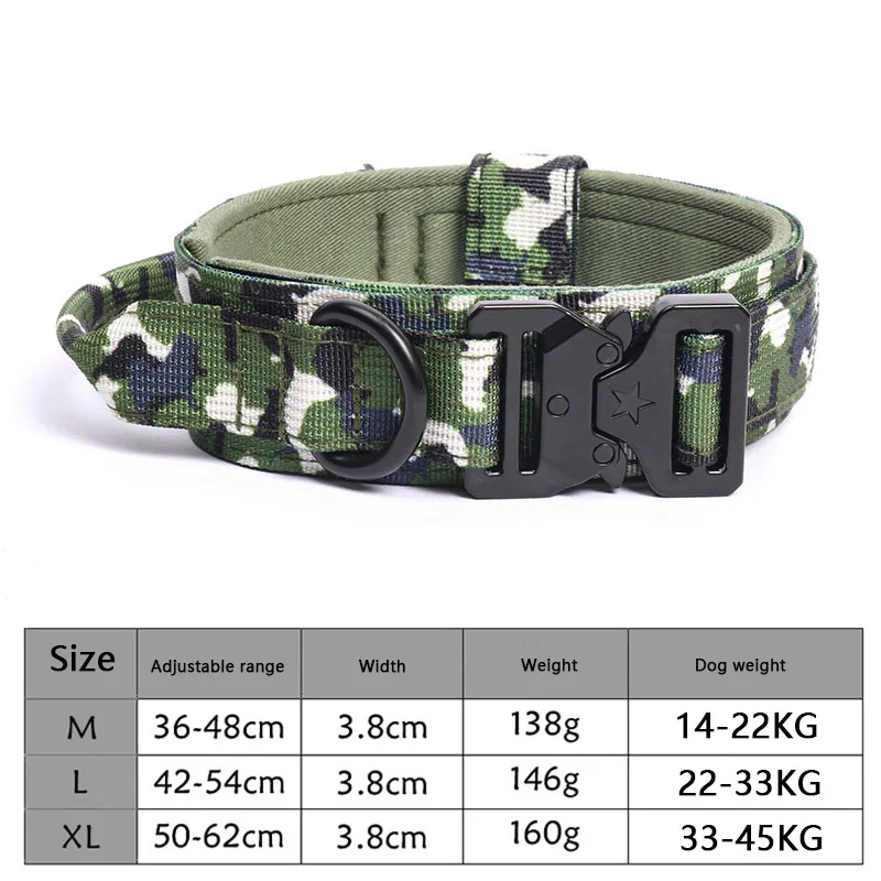 thumbnail image 1 of Collar táctico para perros con cuerda de tracción, ajustable, estilo militar, para entrenamiento de pastor alemán, accesorios para mascotas para perros medianos y grandes, 1 of 5