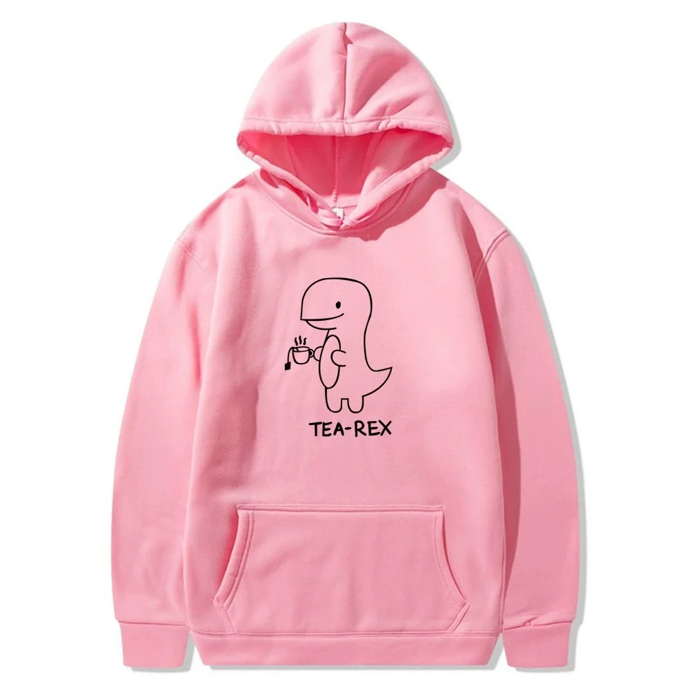 Tea Rex Dinosaur Coffee Print Casual Hoodie for Men - Spring and Autumn Collection