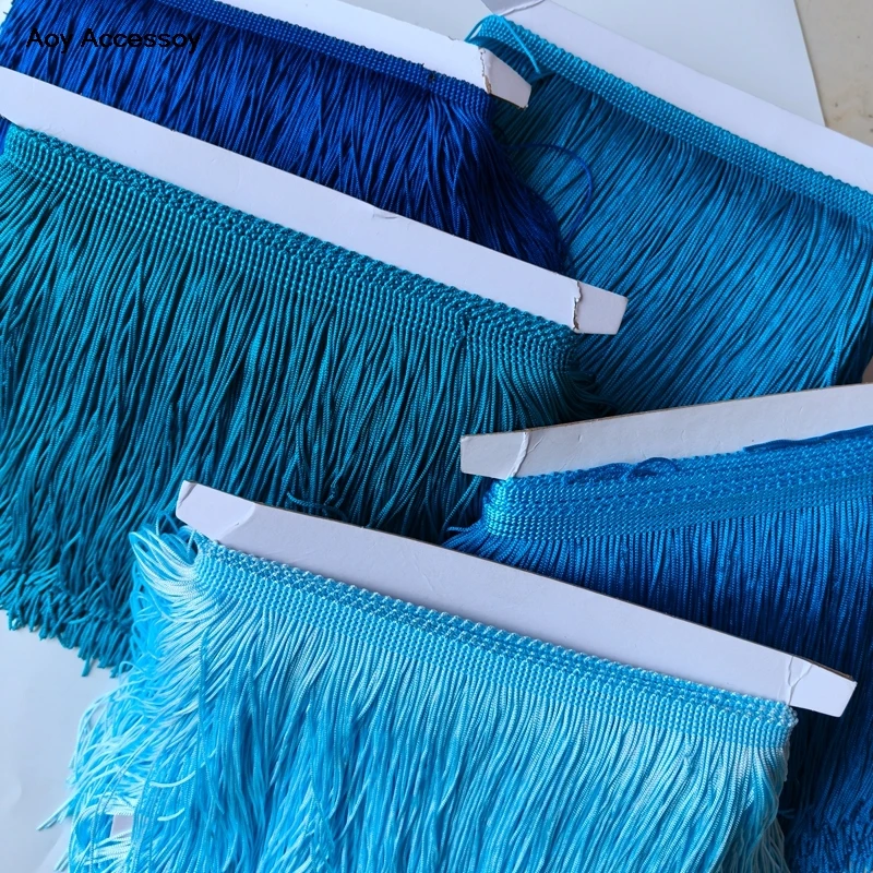 블루 술 스레드 술 액세서리 Vestido De Baile 라틴계 홈 장식 프린지 트림 공예 라틴 드레스 장식 10 야드