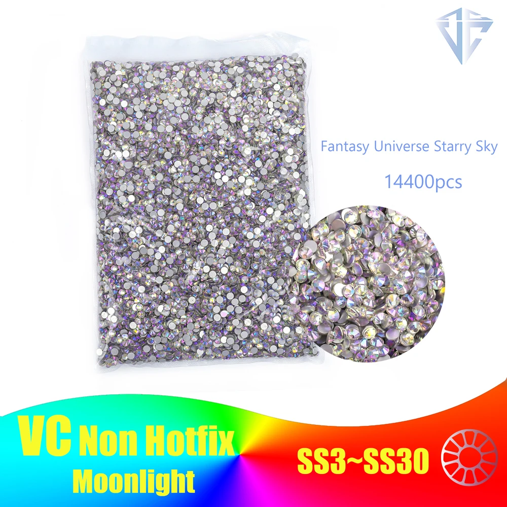 

Moonlight Big bag Bulk Package Glitter Crystal Nail Art Non hotfix rhinestones Glass Strass for DIY Nail Art Decorations
