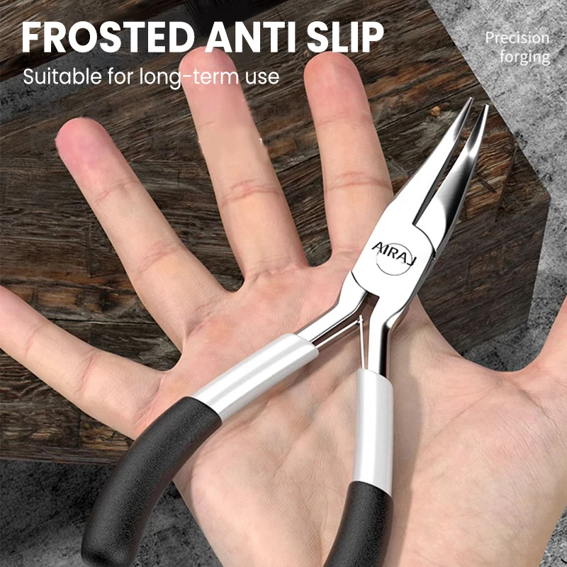 Mini Pliers AIRAJ Mini Pointed Toothless Flat Mouth Extended Needle Mouth Oblique Pliers Flat Wire Binding Pliers Set
