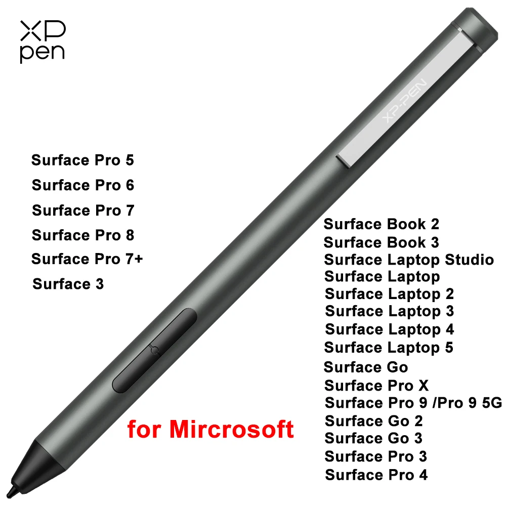 XP-Pen 서피스 펜, 마이크로 소프트 서피스 시리즈용, 4096 압력 레벨 지지대, 60 도 틸트, 2 개의 단축키